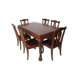 Bộ bàn ăn chân quỳ gỗ tự nhiên CK13-3 (6 ghế)